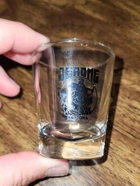 Jerome Arizona Clear Glass Shot Glass - Black Logo